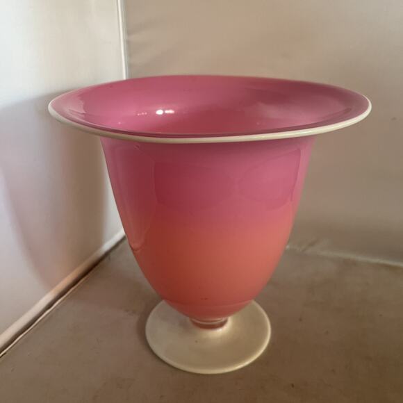 Steuben Other - Steuben Pink Rosaline Alabaster Centerpiece Footed Flared Vase 8.25”